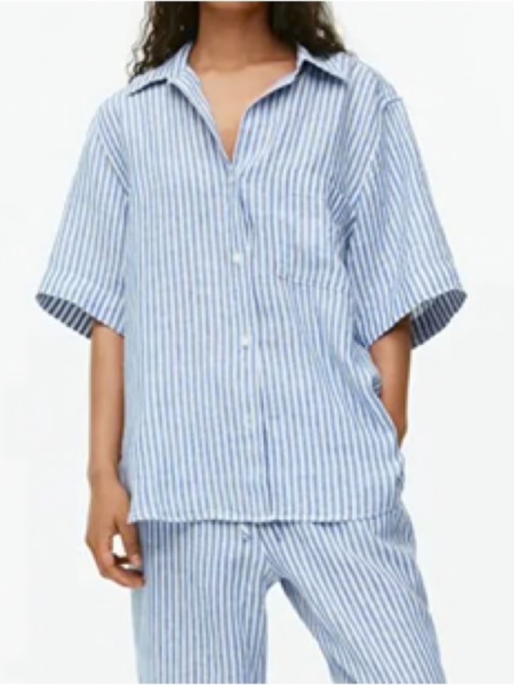 Arket Linen Resort Shirt - Blue & White Stripe